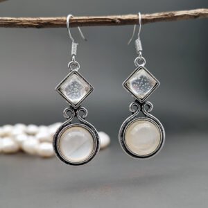 European and American creative Thai silver moonstone long earrings ear hooks Earrings European and American creative Thai silver moonstone long earrings ear hooks Earrings