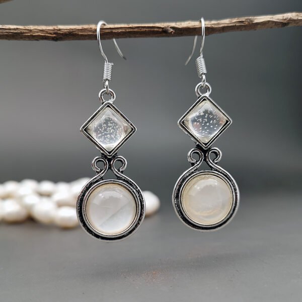 European and American creative Thai silver moonstone long earrings ear hooks Earrings 3