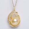 11-12mm 925 Silver Saltwater Gold Pearl Pendant Necklaces 9