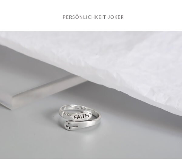 Fashionable English Letter Hollow Belief Ring Rings 8