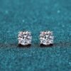 S925 Sterling Silver Four Prong Moissan Diamond Earrings Earrings 11
