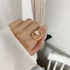 Adjustable Pearl Light Luxury Gold Plated Ring Rings 9