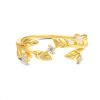 S925 Sterling Silver Gold-plated Hollowed-out Leaf Set Ring Rings 10