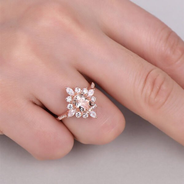 Flower Rings With Unique Snowflake Design Rose Gold Color Cubic Zirconia Jewelry Fashion Party Women Finger Ring Christmas 4