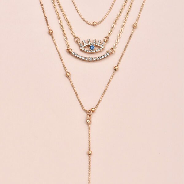 Fashionable Personality Women’s Full Diamond Five-pointed Star Eye Pendant Multi-layer Necklace Necklaces 7