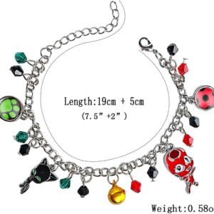 Ladybug Superhero And Cat Bracelet Charm With Crystal Bead Bangle For Kids Cosplay Adjustable Jewelry Bracelets