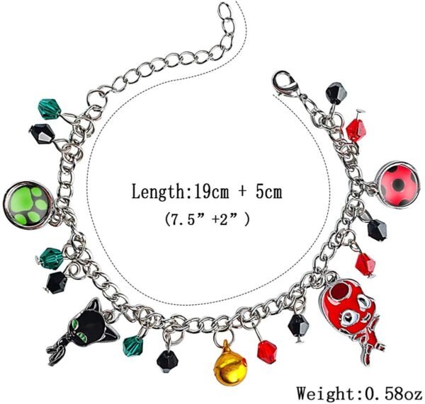 Ladybug Superhero And Cat Bracelet Charm With Crystal Bead Bangle For Kids Cosplay Adjustable Jewelry Bracelets 3
