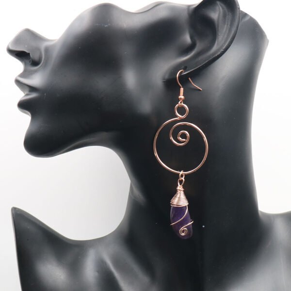Earrings Accessorized With Natural Amethyst Eggplant Roses Earrings 7