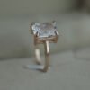 Classic Four Prong White Square Diamond Ring, Copper Plated Rings 14