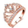 Princess Style Cubic Zirconia Hollow Heart Silver / Rose Gold Color Crown Ring Jewelry Party Engagement Wedding Rings 13