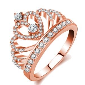 Princess Style Cubic Zirconia Hollow Heart Silver / Rose Gold Color Crown Ring Jewelry Party Engagement Wedding Rings Princess Style Cubic Zirconia Hollow Heart Silver / Rose Gold Color Crown Ring Jewelry Party Engagement Wedding Rings