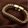 Stainless steel jewelry men and women gold double-layer grinding chain bracelet Bracelets 20