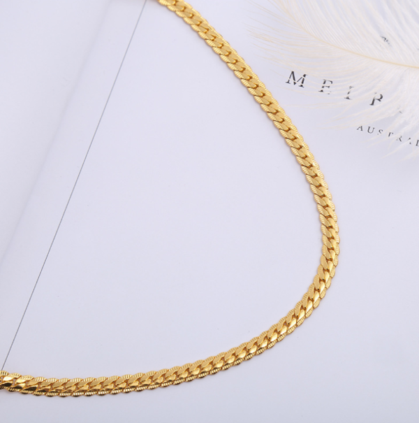 Men Necklace Gold Tone Snake Chain Necklaces 7