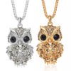 Owl full diamond alloy pendant long sweater necklace Necklaces 8