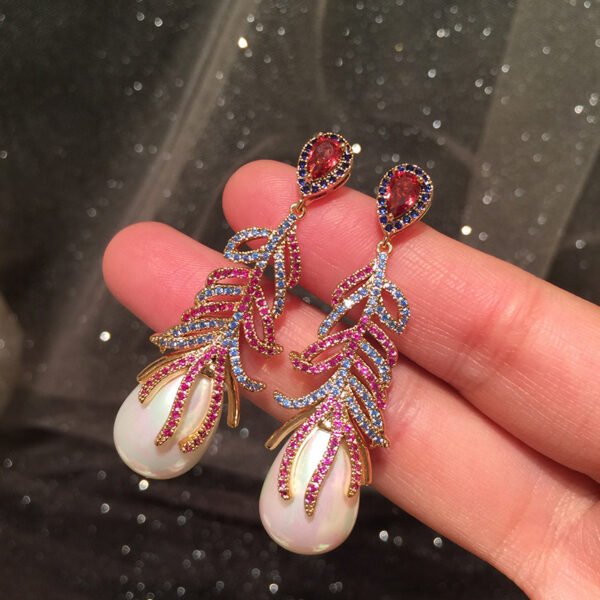 Gradient Color Leaves Atmospheric Net Red Earrings Earrings 4