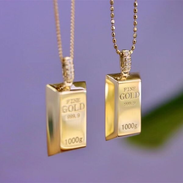 Au750 Gold Gold Bar Natural Diamond Pendant Necklace Necklaces 7