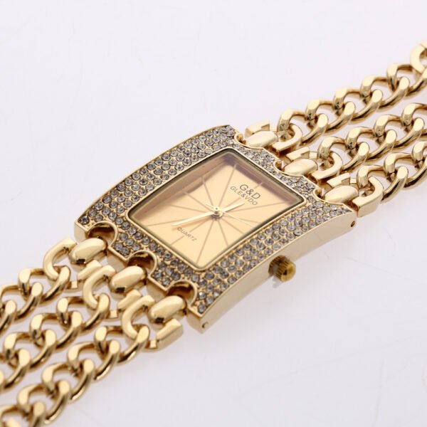 Women’s Quartz Watch With Diamonds Three Links Gold And Rhinestones watches 7