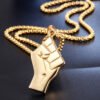 Mens Gold Fist Titanium Steel Pendant Necklace Necklaces 16