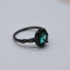 S925 Sterling Silver Black Gold Palaiba Glass Oval Ring Rings 18