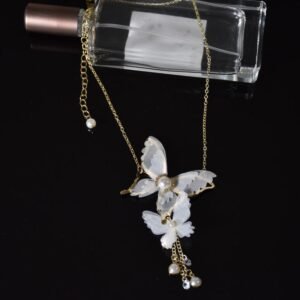 Fashionable Personality Pearl Diamond Lace Butterfly Necklace Necklaces