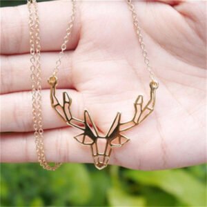Origami Elk Horn Pendant Women’s Necklace BestSelling