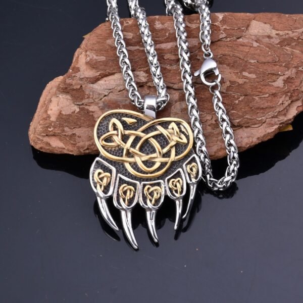 Asgard Crafted Handcrafted Stainless Steel Bear Paw Pendant Chain Necklaces 8