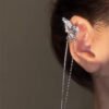 Butterfly Tassel Light Luxury Zirconium Unilateral Wing Ear Clip Earrings 9