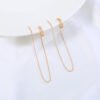 Gold Long Fringed Copper Ear Clip Ear Wire Earrings 22