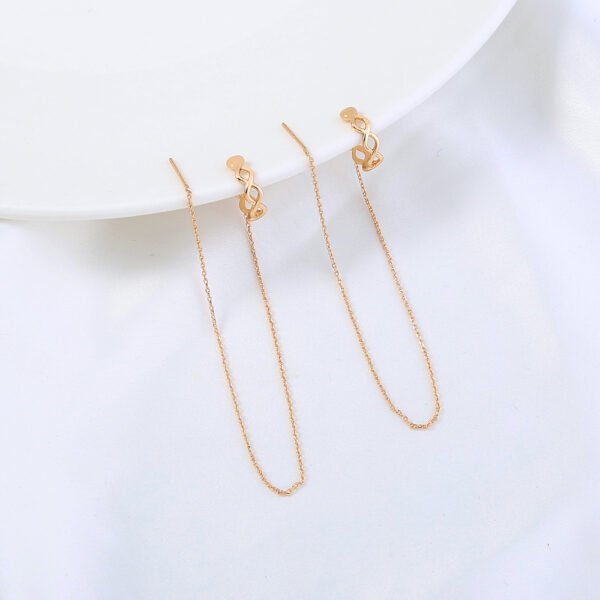 Gold Long Fringed Copper Ear Clip Ear Wire Earrings 12