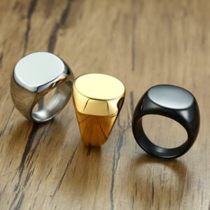 Round Ring Gold Men Fashion Trend Rings