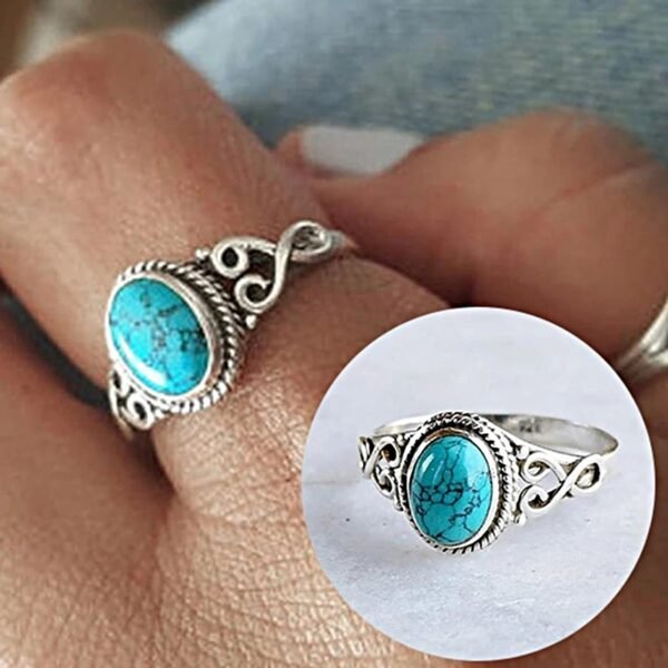 Fashion Simple Retro Love Turquoise Ring Rings 3