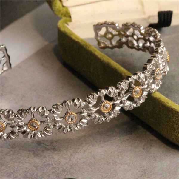 925 Silver Gold Plated Openwork Bracelet Bracelets 6