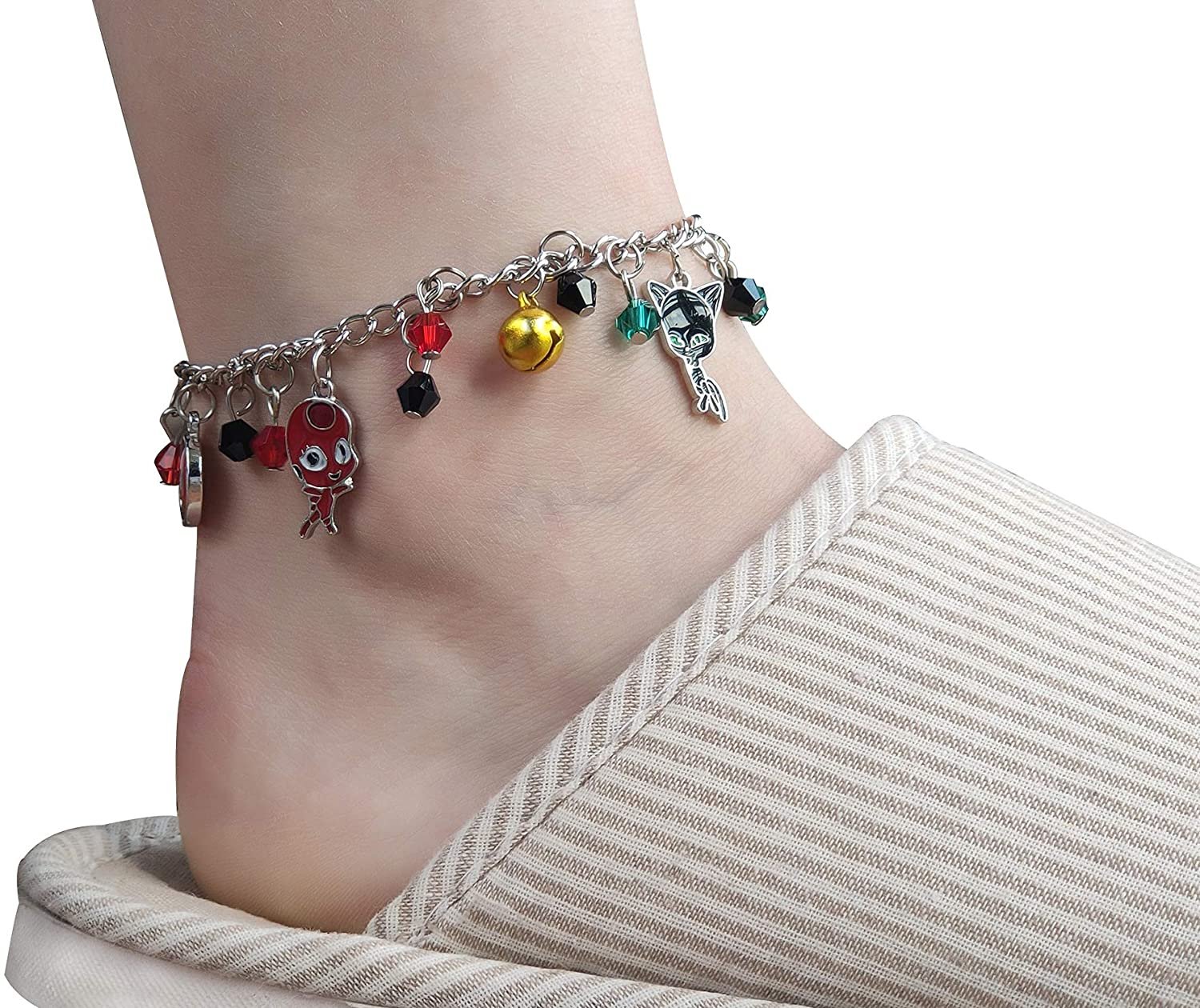 Ladybug Superhero And Cat Bracelet Charm With Crystal Bead Bangle For Kids Cosplay Adjustable Jewelry Bracelets 2