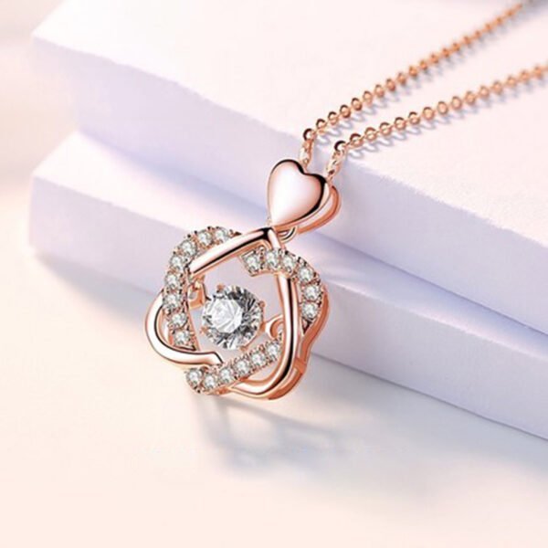 Heart Necklace Female 925 Silver Plated Rose Gold Pendant Necklaces 3