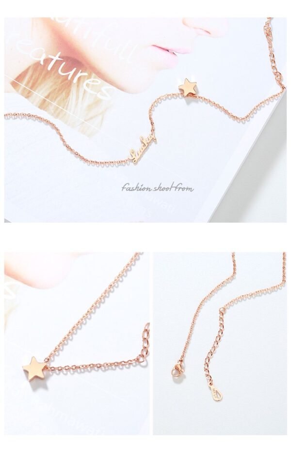 Rose Gold Color Anklet Lucky Star Chain for Woman Jewelry 316 L Titanium Steel Valentine Gift Never Fade Top Quality Accessories 6