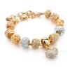Gold Snake Chain Crystal Heart Bracelet Bracelets 13