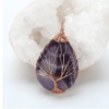 Natural Quartz Opal Stone Pendants Handmade Rose Gold Color Handmade Tree of Life Wrapped Drop Shaped Crystal Pendant Necklace Necklaces 16