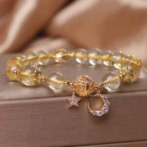 Natural Citrine Gold Gem Quartz Bracelet Women’s Light Luxury Star Moon Crystal Accessories Bracelets