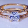 Gold Double Diamond Crown Ring Europe and America Diamond Princess Engagement Ring Rings 10