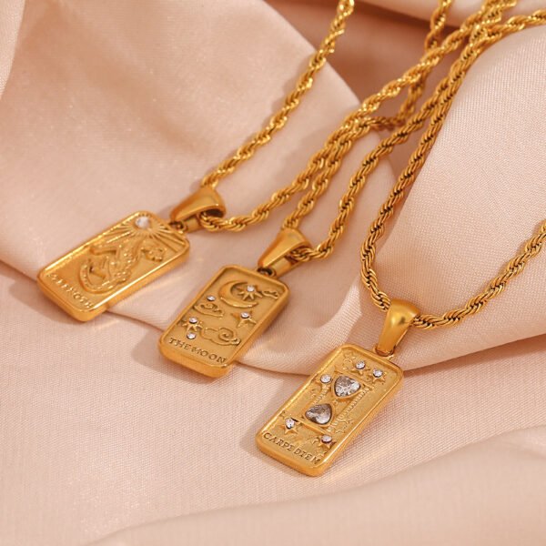 Women’s Stainless Steel Plated 18K Gold Tarot Twist Chain Necklace Necklaces 7