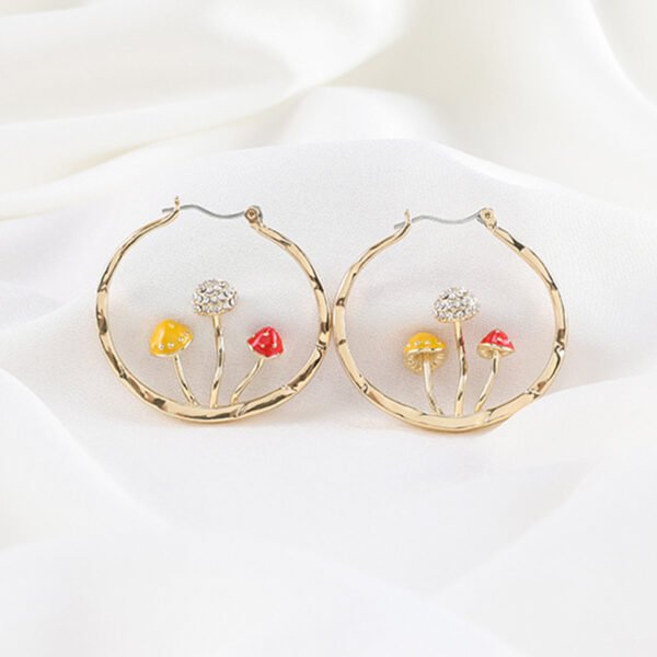 Unique Earring for Women Cute Three Mushroom Shape Sweet Gold Color Drop Earrings New Design Trendy Ear Jewelry Earrings 9