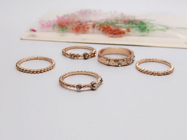European And American Jewelry Rose Gold Stackable Diamonds Set Of Five Sets Of Rings BohemiaJ Rings 6
