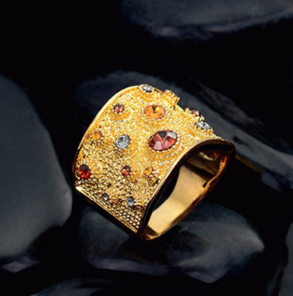 Viennois Wide Gold Color Finger Rings For Women Multicoloured Rhinestones Paved Cocktail Ring Size 678 9 For Female Rings 4