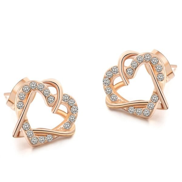 Luxury Gold Heart Rose Gold Color Stud Earrings Earrings 6