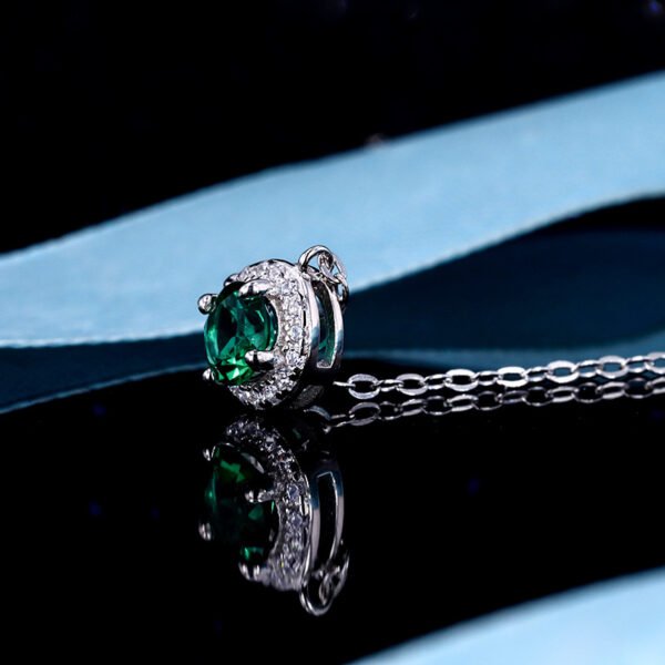 925 Silver Plated 18k White Gold Cultivated Emerald Pendant Necklaces 5