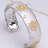 925 Silver Gold Plated Divided Snowflake Bracelet Bracelets 8