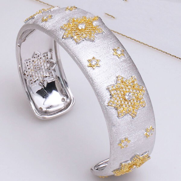 925 Silver Gold Plated Divided Snowflake Bracelet Bracelets 3