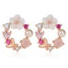 Girly Heart Pearl Bow Knot Wreath Ears Earrings 12