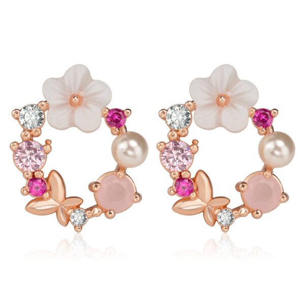 Girly Heart Pearl Bow Knot Wreath Ears Earrings 7