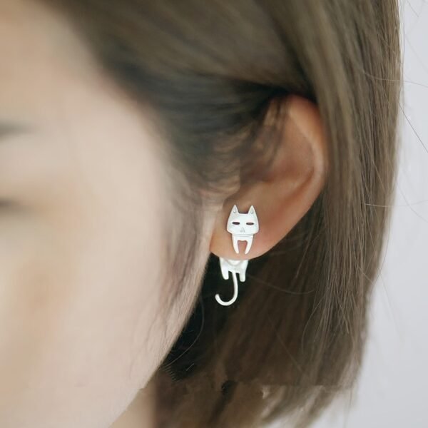 S925 Sterling Silver Stud Earrings Fashion Detachable Cat Fish Pin Studs Cute Comet Silver Earrings Earrings 11